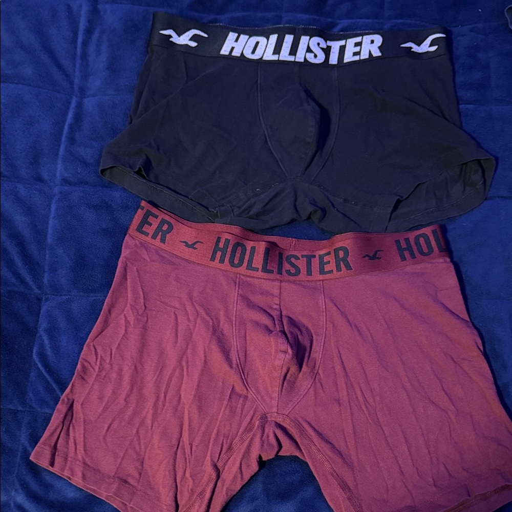 Hollister Men's Black and Burgundy Boxer Briefs